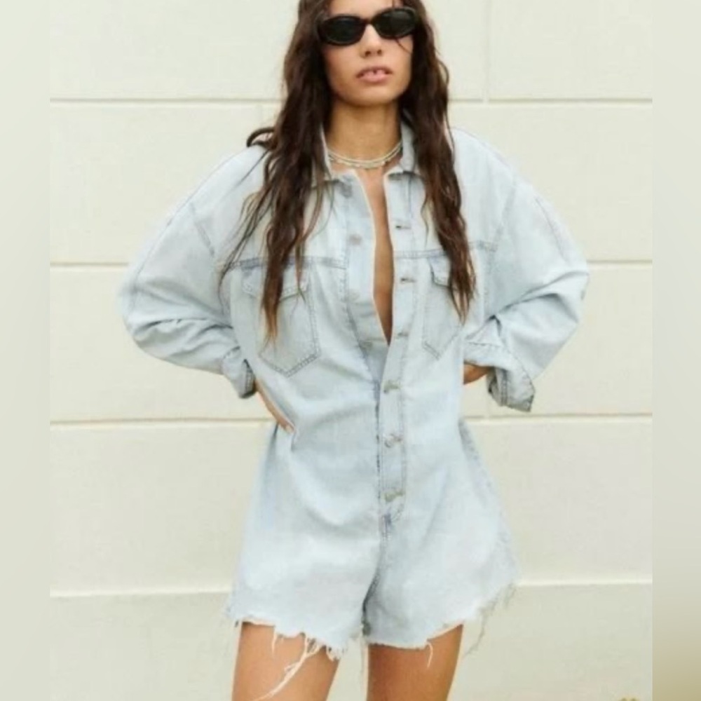 Zara mini denim jumpsuit